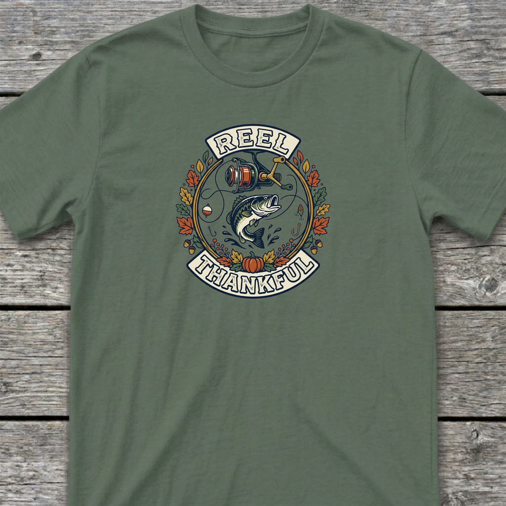 Reel Thankful T-Shirt Military Green